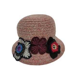 Daniele Meucci Womans Hat Multicolored Flowers Wool Cloche Hat Made in Italy